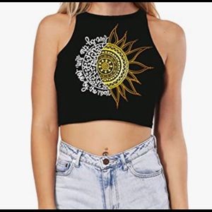 High neck printed crop top